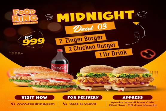 2 Zinger Burger + 2 Chicken Burger + 1 Ltr Drink